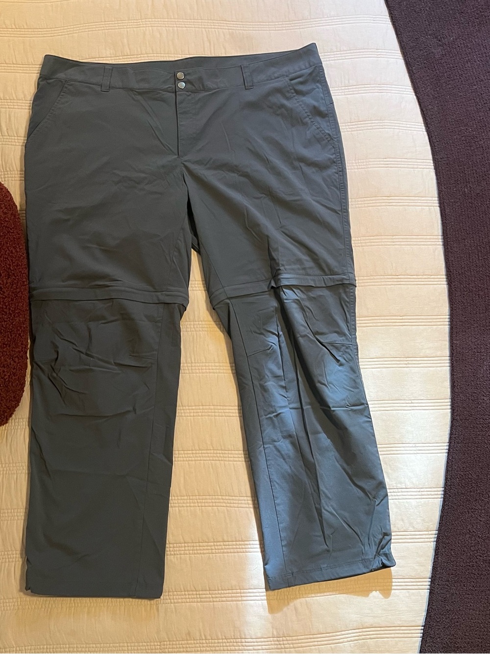 Columbia Slate Gray Convertible Straight-Leg Hiking Pants Outdoor Active Pockets
